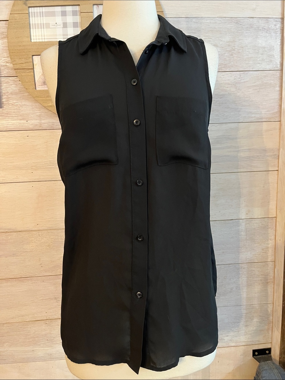 Apt. 9 Black Sleeveless Button-Front Blouse S